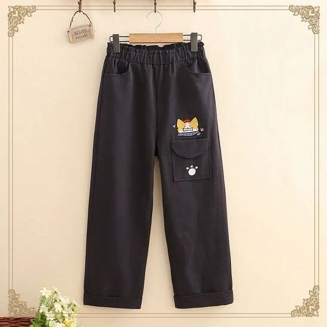 Autumn%20New%20Girls'%20High%20Waist%20Cat%20Printed%20Pocket%20Trousers%20-%20Image%207