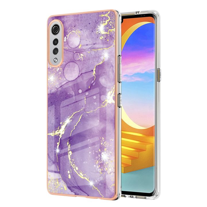 Casing%20for%20LG%20Velvet%205G%20Ultra-Thin%20Marble%20Pattern%20Hybrid%20Hard%20Back%20Soft%20TPU%20Bumper%20Protective%20Case%20Cover%20-%20Image%202