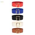 Women's Stretch Belt Metal Buckle Women Wide Waist Belt for Dress Coat Women Red.