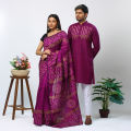 Stylish Matching Couple Dress - Saree and Panjabi Combo Set - Comfortable and  Fashionable for All Seasons and Occasions. 