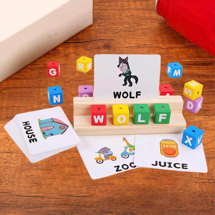 Matching Letters Game Spelling Games Phonetic Reading Blocks Wooden Spelling Games for Ages 2 3 4