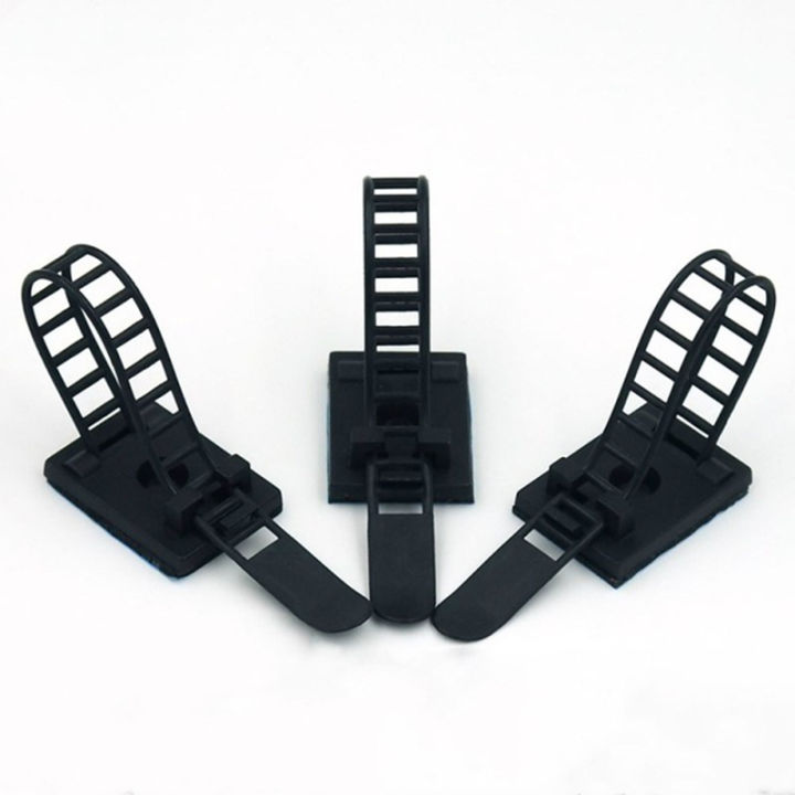 20Pcs%20Black%20Sticky%20Adjustable%20Wire%20Ties%20Cable%20Clips%20Clamp%20Plastic%20Self%20Adhesive%20Cable%20Ties%20Fix%20Holder%20Clips%20-%20Image%202