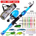 PROBEROS Offshore Angling Gear Suit Retractable Fishing Rod Fishing Reel Fishing Tools Kit - blue. 