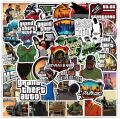 25Pcs/Pack Grand Theft Auto V GTA V PVC Waterproof Stickers For Luggage Skateboard Laptop Phone Guiter & Others.