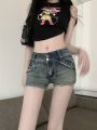 American Hot Girl Liu Ding Low Waist Denim Super Short Shorts Women's Summer New Slim Slimming Sheath Hot PantsinsTide.