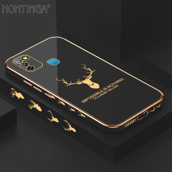 Hontinga%20for%20Infinix%20Smart%205%20Back%20Cover%20+%20Free%20Lanyard%20Luxury%206D%20Plating%20Cartoon%20Lucky%20Deer%20Side%20Pattern%20Case%20Soft%20Silicone%20Square%20Phone%20Cases%20-%20Image%202