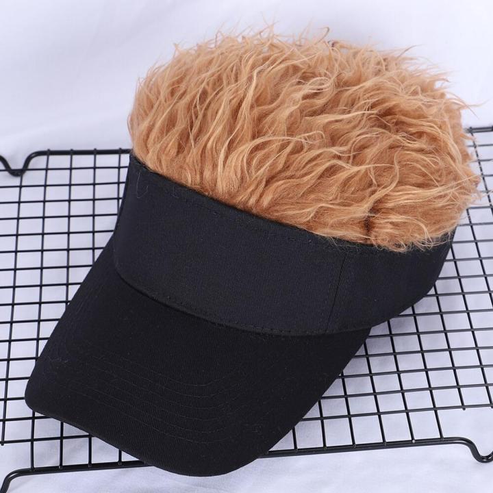 1pc One Size,Men Women Casual Concise Sunshade Adjustable Sun Visor Baseball Cap With Spiked Hairs Wig Baseball Hat With Spiked Wigs