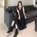 【The-Best】 A-line Simple Two-piece Dress Korean Fashion Preppy Style Summer Maxi Dress. 