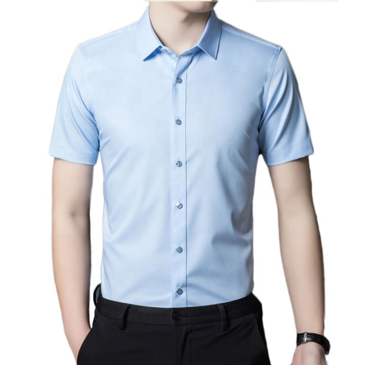 Men's%20Short%20Sleeve%20Business%20Shirt%20Casual%20Design%20Slim%20Fit%20Formal%20Dress%20Shirt%20Solid%20Color%20Office%20Tops%20Button%20Down%20-%20Formal%20Shirt%20-%20Image%202