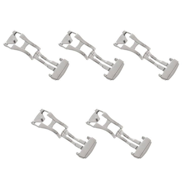 5 Pcs 18mm Stainless Steel Deployant Watch Strap Folding Buckle Clasp for Omega, Smooth 18mm