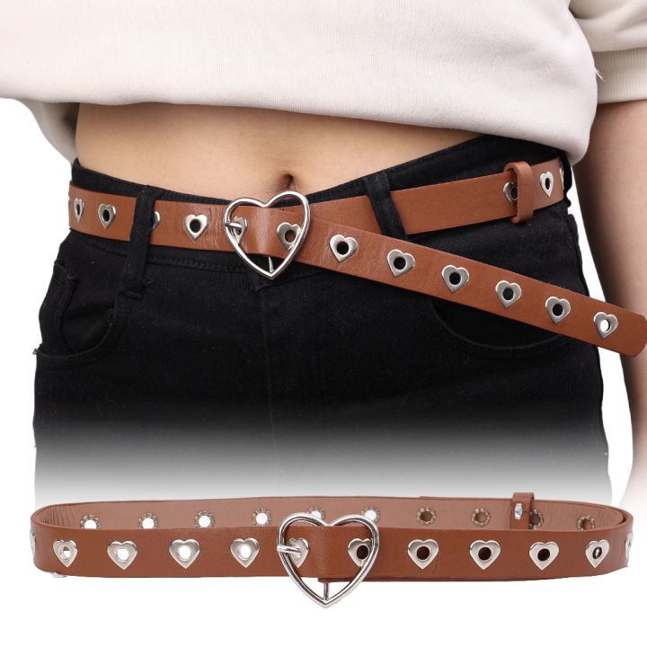 Women%20PU%20Leather%20Belt%20Heart%20Buckle%20Cute%20Black/white%20Belt%20Ladies%20Pants%20Party%20Dress%20Jeans%20Hollow%20Out%20Heart%20Punk%20Style%20Belt%20-%20Image%202