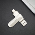 SSK 2 IN 1 Type-C USB 3.0 Flash Drive Rotation Zinc Alloy USB Disk 32G 64G 128G 256G Portable Thumb Drive for Computer Phone FD050.