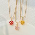 【Happy childhood memories】(NEW)2024 Delicate Barbie Crystal Love Pendant Necklace Ins Fashion Sweet Heart Clavicle Chain Couple Girlfriends Princess Accessories. 