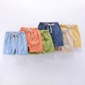 Children Summer Shorts For Boys Kids Casual Beach Shorts Candy Color Cotton Linen Breathable Soft Short Pants For Girl 100-160cm. 