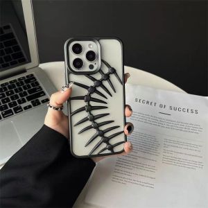 Bilashmart New Fish Bone pattern Phone Case for iPhone 16 pro max 16 plus 15 pro max 15 plus 14 pro max 13 pro max 12 pro max 11 pro max 11 Fashion Hollow Slim Shockproof Protective soft Cover-EGL