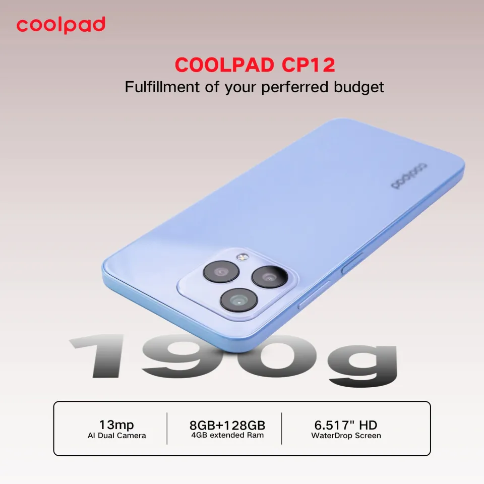 Coolpad CP12 Smartphone – 6.52” HD+ Display, 8GB RAM (4+4), 128GB