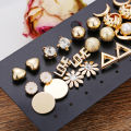 Pearl Women Stud Earring Geometric Metal Gold Jewelry Fashion Set Women's. 