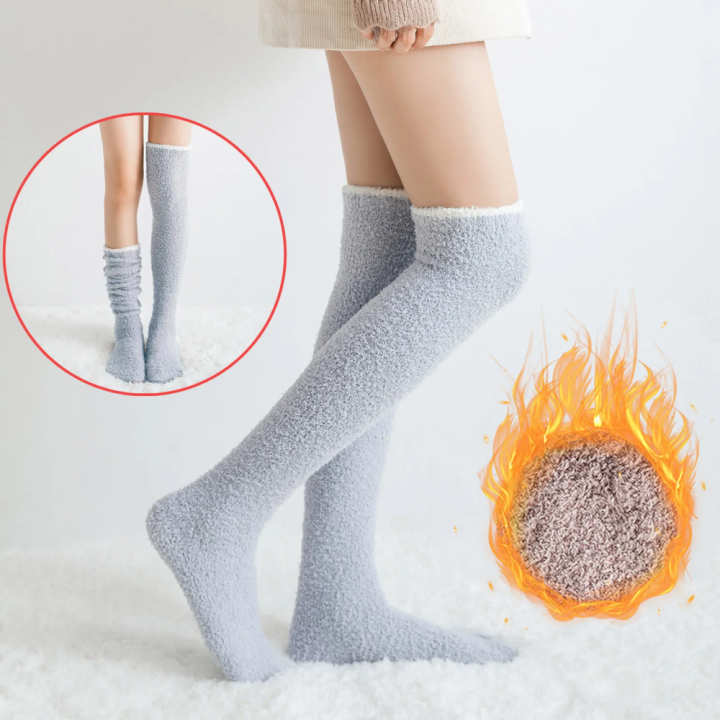 Long%20Fuzzy%20socks%20Warm%20Uniform%20White%20Over%20knee%20socks%20High%20Solid%20Thigh-high%20socks%20for%20Winter%20Home%20Casual%20Women%20Comfort%20-%20Image%205
