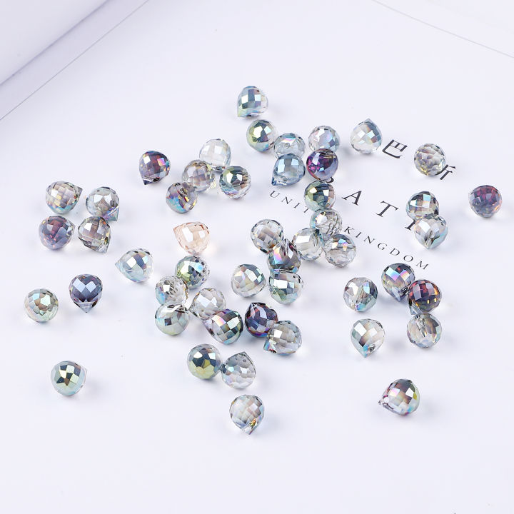10Pcs Water Drop Crystal Glass Beads Faceted Loose Spacer Bead for DIY