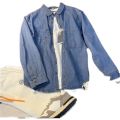 Spring and Autumn Thin Retro Washed Denim Shirt Men's Loose Korean Style Trendy Casual Cotton Shirt Coat.