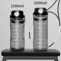 Large Capacity 1500ml/2000ml Sports Drinking Bottle for Men Women Water Bottle with Straw Outdoor Camping Fitness Drinkware. 