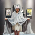 Cartoon cute cape, blanket, flannel, lazy shawl, cape, student hooded, home office, napwear. 