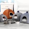 Cat Bed for Indoor Cats Cozy Kennel Snooze Calming Pet Bed Semi Enclosed Cat Nest Cat House Gray S. 