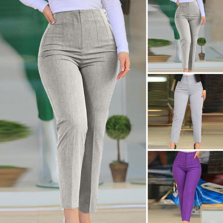 Elegant%20High%20Waist%20Cropped%20Work%20Pants%20for%20Women%20Black%20Daily%20Office%20Formal%20Wear%20Fashion%20Women's%20Trousers%202024%20-%20Image%203