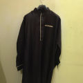 Dark Brown Jubba with Off-White Colour Design. 