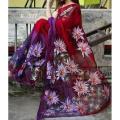 Exclusive Designer Hand Print Half Silk Saree for women.
