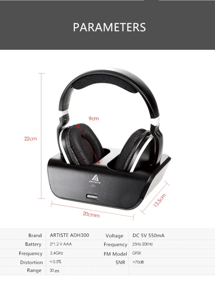 Original ARTISTE ARKON ADH300 Rechargeable Wireless Headphones For