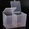 Myyeah 2Compartments Clear Remover Cotton Pad Swab Container Nail Art Tool Cotton Swabs Organizer Glitter Powder Storage Box.