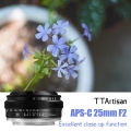 TTArtisan 25mm F2.0 APS-C MF Portrait Photography Camera Lens for Sony A6000 A7RIII A7S Fuji XT30 XT-100 Nikon ZFC Z5 M43 Mount. 