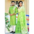 Half Silk Saree & Dhupian Silk Panjabi Combo For Couple Stylesh & fashionable for man and women combo couple set, sari panjabi.