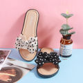 Slippers women, new summer bow tie indoor outdoor wear, use, cool slippers, and cute one word slippers for home use.