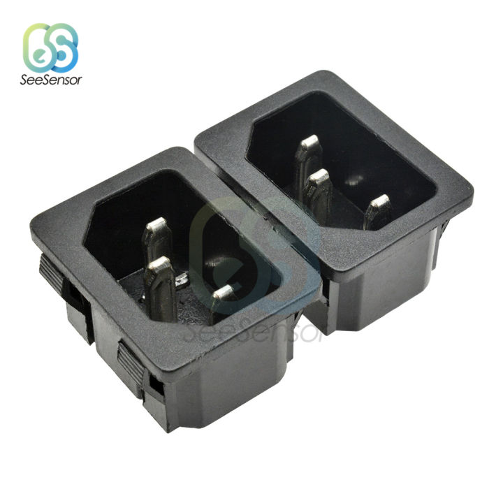 2Pcs 10A 250VAC 3 Pin AC-04 AC Power Socket Connector Plug Iron Core ...