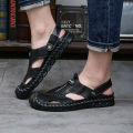 【 Q】Plus Size(38-48) Summer  Tide Brand Men's Shoes Korean Slippers for men Flat Slip Non-slip Sandals for men. 