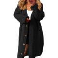 Knitted Cardigan Thickened Twist Solid Color Sweater Coat.