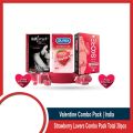 Durex Valentine Pack - Strawberry Lovers Combo Pack - Manforce Strawberry, Skore Strawberry, Durex Wild Strawberry - Each 10pcs Pack - Total 30pcs Strawberry Flavored Condom. 