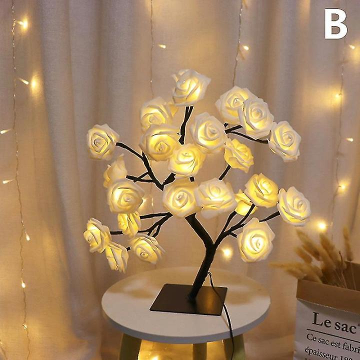 Rose Flower Tree Lamp 24 White Roses Table Lamp Lighted Tabletop Tree for Home Wedding Bedroom Decoration Gift Daraz .bd