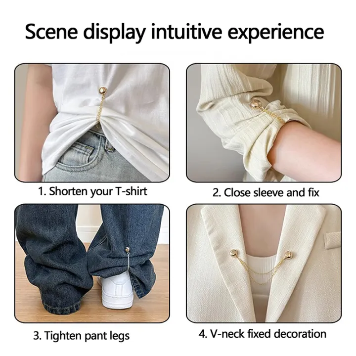 2pcs%20Multi-Function%20Magnetic%20Clothing%20Clip%20With%20Chain%20Metal%20Buttons%20Clip%20Clothes%20Scarf%20Trouser%20Legs%20Cuff%20Fixing%20Magnet%20Pin%20-%20Image%202