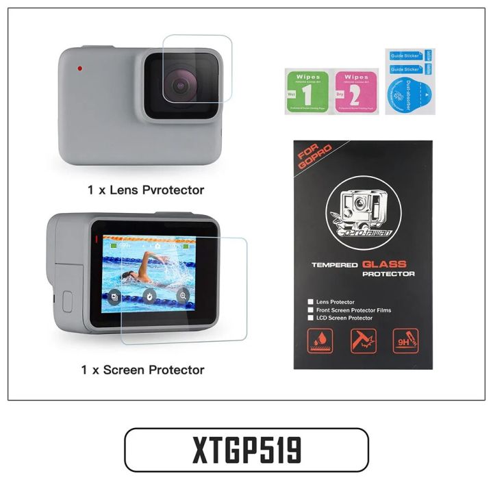 【3C VictoryEagle】SHOOT Double Screen and Lens Glass Protector for GoPro Hero 7 Silver Camera Film for Pro Hero Silver