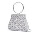 2023 Cross-border Dinner Bag Light Luxury Handbag Women's Diamond PU European and American Chain Bag Silver Pie Opponent Bag. 