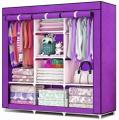 3 Door Storage Wardrobe Foldable and Movable Cloth/Fabric Wardrobe with Zip Up Collapsible Cupboard.