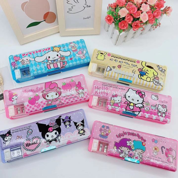 Cartoon Sanrio Pencil Case Double-Sided Pencil Box Pupils' Stationery Storage Box Math Formula Children Cute Gift