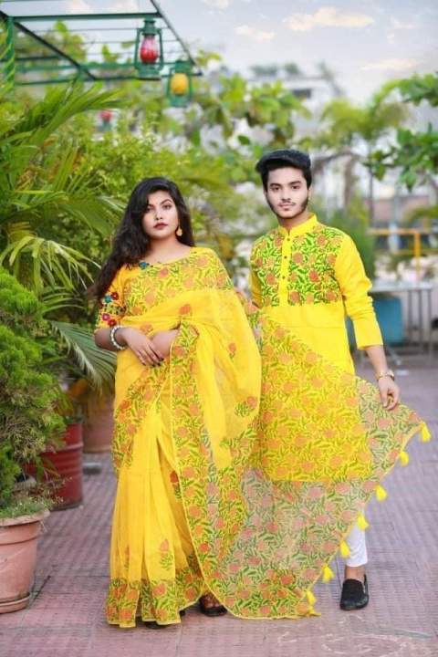 Dhupian%20Sari%20And%20Dhupian%20Punjabi%20For%20Combo%20Couples%20Clothing%20-%20Sari%20-%20Image%202
