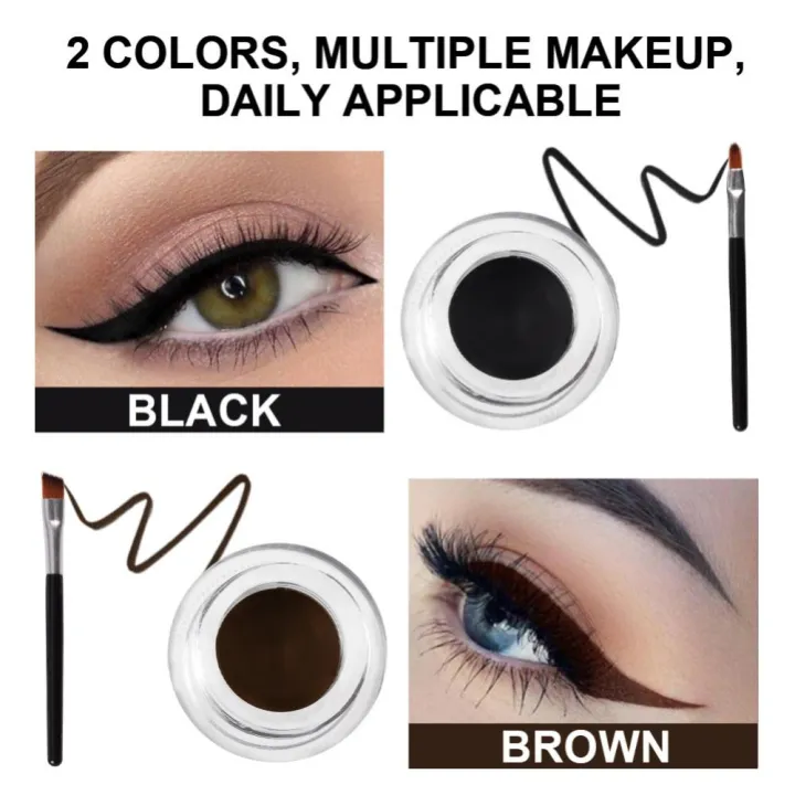2pcs%20White%20+%20Black%20Gel%20Eyeliner%20Make%20Up%20Waterproof%20Cosmetics%20Set%20Eye%20Liner%20Makeup%20Eye%20Maquiagem%20With%202%20Brushes%20AmourV%20-%20Image%204
