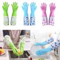 Kitchen Hand Gloves 1Pair- High Quality Silicone Dish Washing Kitchen Hand Gloves (Multicolor). 