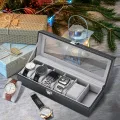 6 Slot Luxury Watch Box with Attractive Display Case, Creative Design for Storage and Gift Use. 