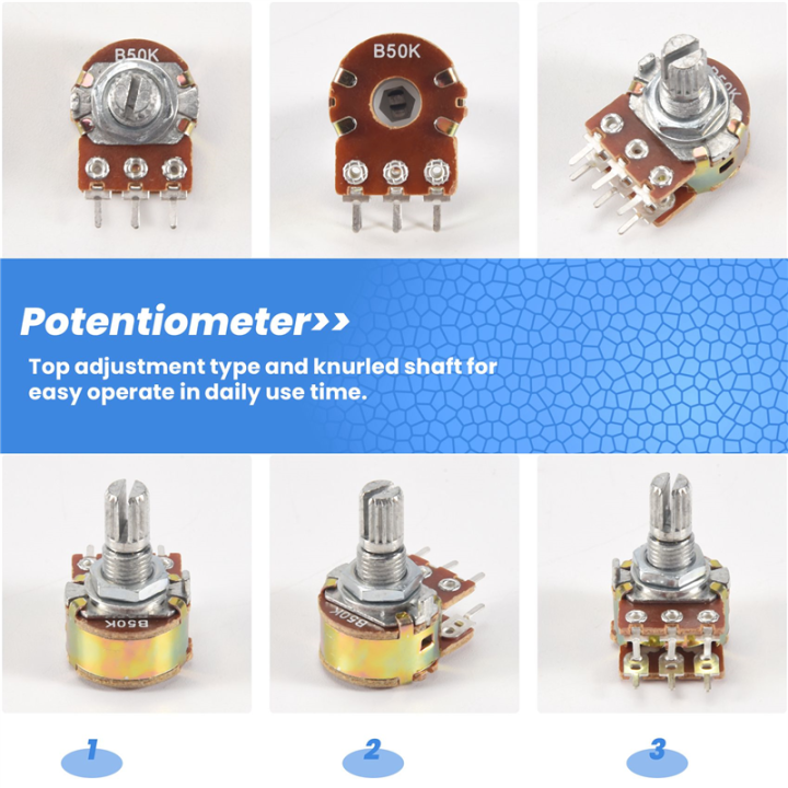 10PCS%20Top%20Adjustment%20Linear%20Dual%20Knurled%20Shaft%20Potentiometer%2050K%20Ohm%20B50K%20-%20Image%207